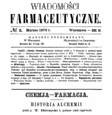 Wiadomości Farmaceutyczne R.VI, z.3 (1879)