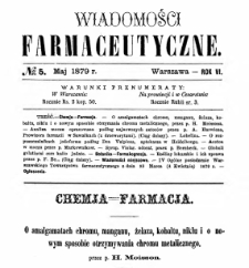 Wiadomości Farmaceutyczne R.VI, z.5 (1879)