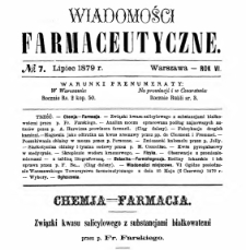 Wiadomości Farmaceutyczne R.VI, z.7 (1879)