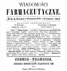 Wiadomości Farmaceutyczne R.VI, z.8/9 (1879)