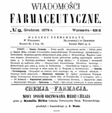 Wiadomości Farmaceutyczne R.VI, z.12 (1879)