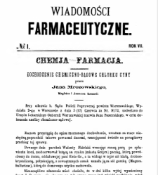 Wiadomości Farmaceutyczne R.VII, z.1 (1880)