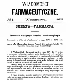 Wiadomości Farmaceutyczne R.VII, z.6 (1880)