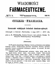 Wiadomości Farmaceutyczne R.VII, z.7 i 8 (1880)