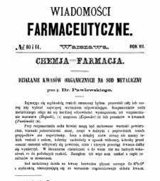 Wiadomości Farmaceutyczne R.VII, z.10 i 11 (1880)