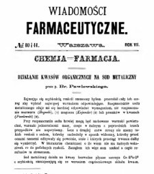 Wiadomości Farmaceutyczne R.VII, z.10 i 11 (1880)