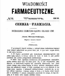 Wiadomości Farmaceutyczne R.VII, z.12 (1880)