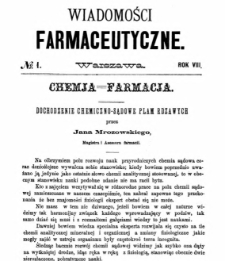 Wiadomości Farmaceutyczne R.VIII, z.1 (1881)