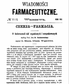 Wiadomości Farmaceutyczne R.VIII, z.2 i 3 (1881)
