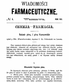 Wiadomości Farmaceutyczne R.VIII, z.4 (1881)