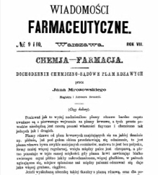Wiadomości Farmaceutyczne R.VIII, z.9 i 10 (1881)