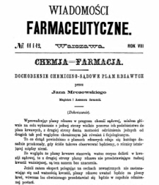 Wiadomości Farmaceutyczne R.VIII, z.11 i 12 (1881)