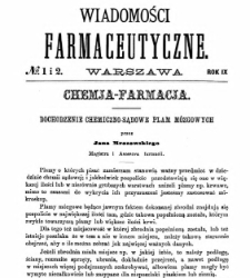 Wiadomości Farmaceutyczne R.IX, z.1 i 2 (1882)