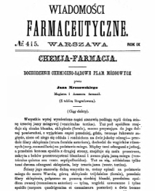 Wiadomości Farmaceutyczne R.IX, z.4 i 5 (1882)