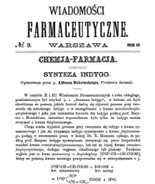Wiadomości Farmaceutyczne R.IX, z.9 (1882)