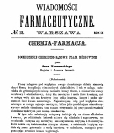 Wiadomości Farmaceutyczne R.IX, z.12 (1882)