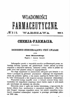 Wiadomości Farmaceutyczne R.X, z. 1 i 2 (1883)