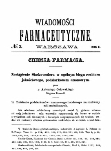 Wiadomości Farmaceutyczne R.X, (1883)