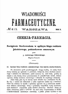 Wiadomości Farmaceutyczne R.X, z. 4 i 5 (1883)
