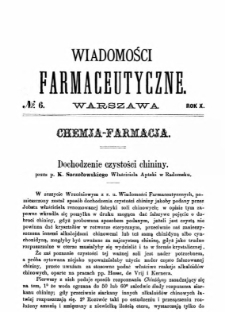 Wiadomości Farmaceutyczne R.X, z.6 (1883)