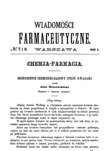 Wiadomości Farmaceutyczne R.X, z. 7 i 8 (1883)