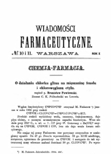 Wiadomości Farmaceutyczne R.X, z. 10 i 11 (1883)