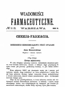Wiadomości Farmaceutyczne R.XI, z.1 i 2 (1884)