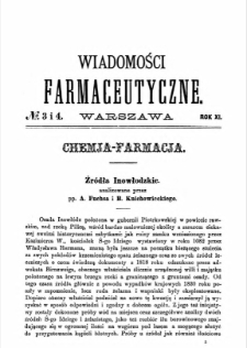 Wiadomości Farmaceutyczne R.XI, z. 3 i 4 (1884)
