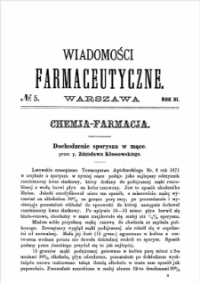 Wiadomości Farmaceutyczne R.XI, z. 5 (1884)