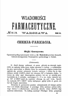 Wiadomości Farmaceutyczne R.XI, z. 8 i 9 (1884)