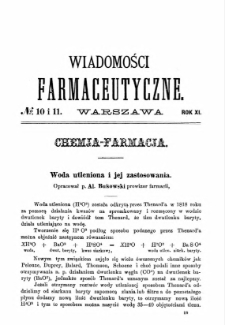 Wiadomości Farmaceutyczne R.XI, z. 10 i 11 (1884)