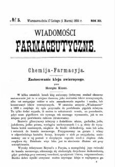 Wiadomości Farmaceutyczne R.XII, z.5 (1885)