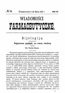 Wiadomości Farmaceutyczne R.XII, z.6 (1885)
