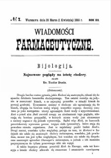 Wiadomości Farmaceutyczne R.XII, z.7 (1885)