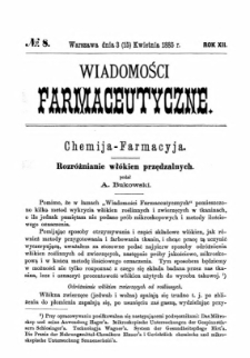 Wiadomości Farmaceutyczne R.XII, z.8 (1885)