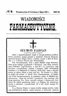Wiadomości Farmaceutyczne R.XII, z.9 (1885)