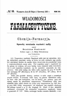 Wiadomości Farmaceutyczne R.XII, z.11 (1885)