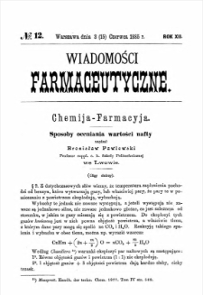 Wiadomości Farmaceutyczne R.XII, z.12 (1885)