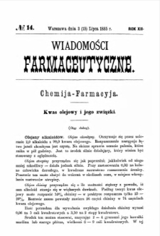 Wiadomości Farmaceutyczne R.XII, z.14 (1885)