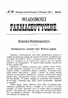 Wiadomości Farmaceutyczne R.XII, z.17 (1885)