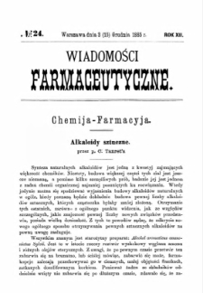 Wiadomości Farmaceutyczne R.XII, z.24 (1885)