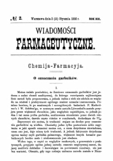 Wiadomości Farmaceutyczne R.XIII, z.2 (1886)