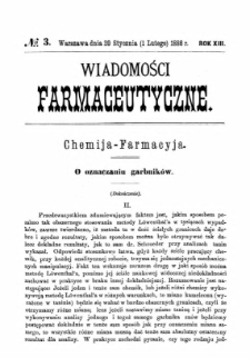 Wiadomości Farmaceutyczne R.XIII, z.3 (1886)