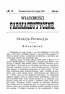 Wiadomości Farmaceutyczne R.XIII, z.4 (1886)