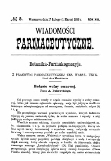 Wiadomości Farmaceutyczne R.XIII, z.5 (1886)