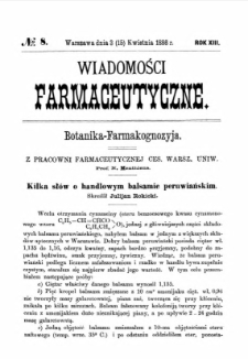Wiadomości Farmaceutyczne R.XIII, z.8 (1886)