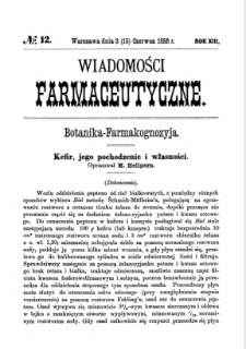 Wiadomości Farmaceutyczne R.XIII, z.12 (1886)