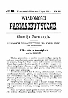 Wiadomości Farmaceutyczne R.XIII, z.13 (1886)