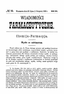 Wiadomości Farmaceutyczne R.XIII, z.15 (1866)