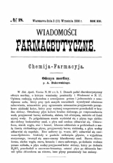 Wiadomości Farmaceutyczne R.XIII, z.18 (1866)
